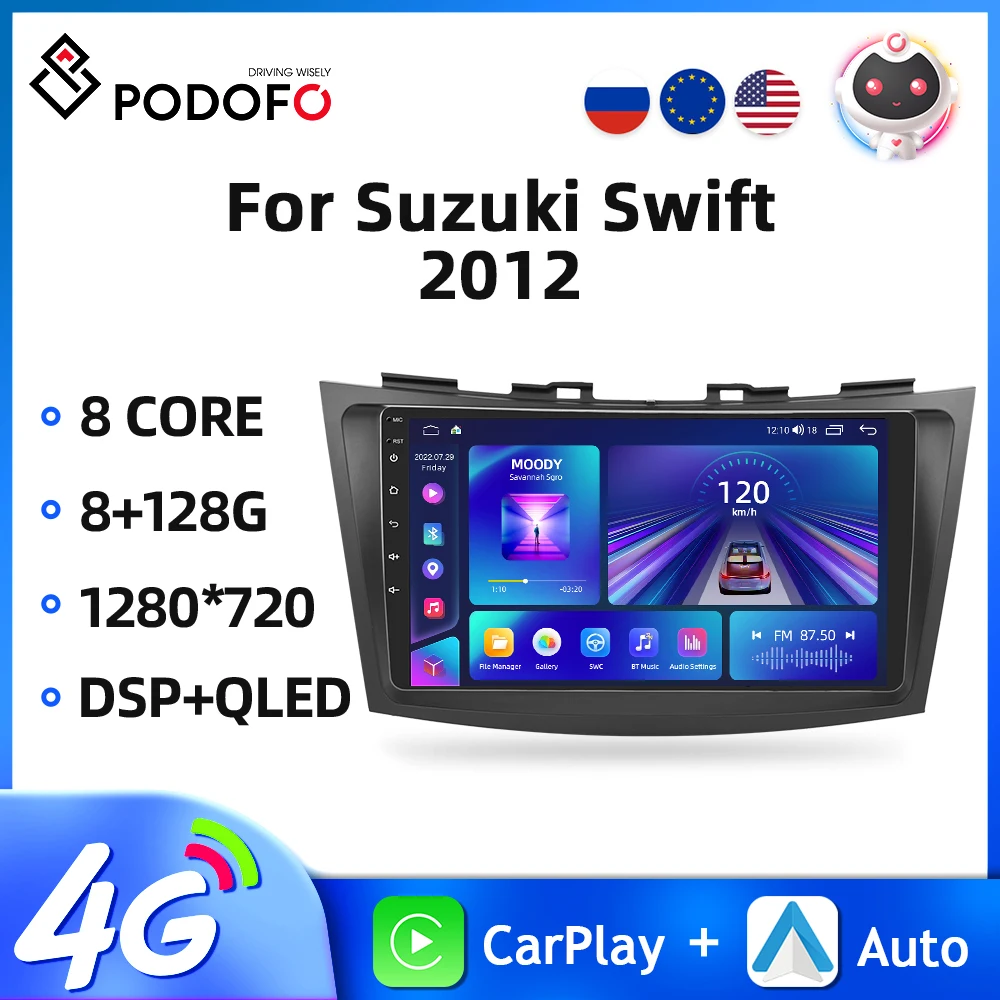 

Podofo Android11 2din Car Radio For Suzuki Swift 2012 Multimedia Video Player GPS Navigation 4G WIFI Carplay Autoradio DSP QLED