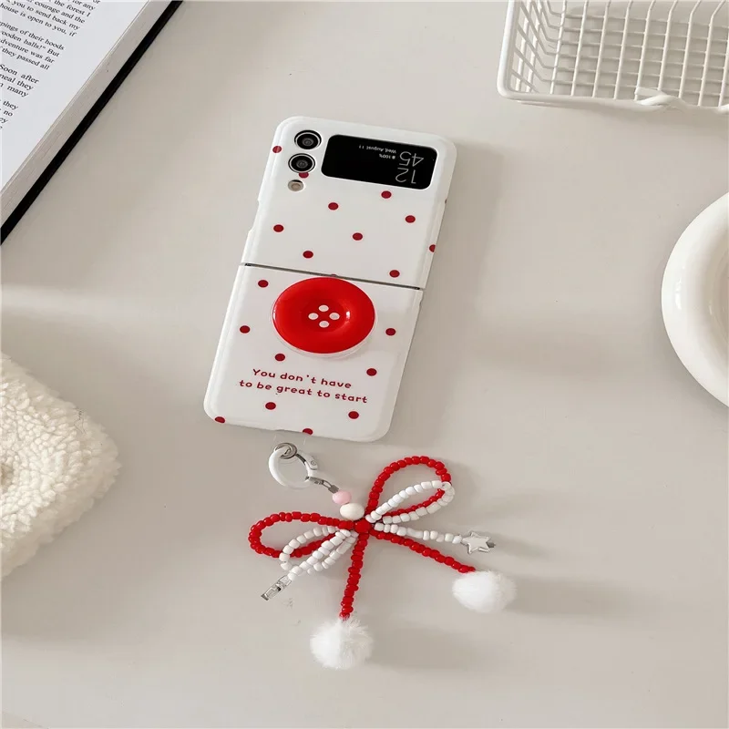 Red Polka Dot Button Holder Phone Case - Hard Shell with Stand Feature