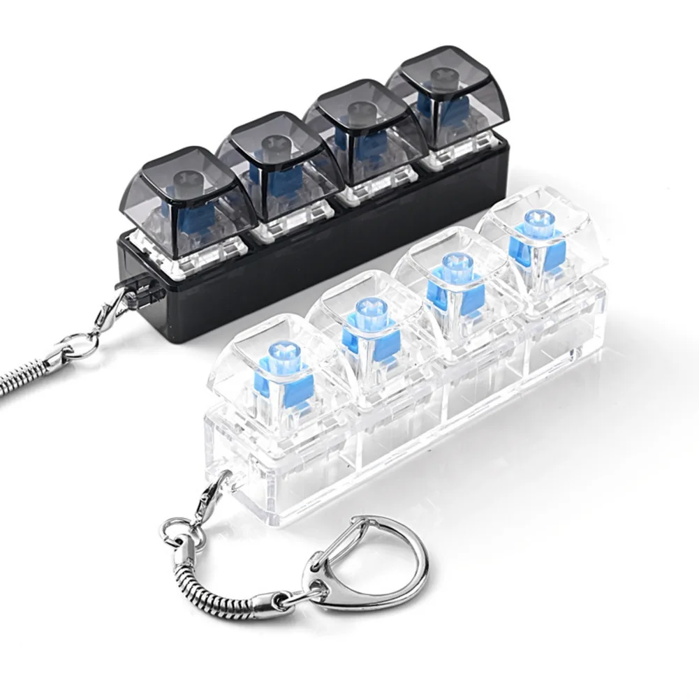 1pcs 4 키 기계식 키보드 테스터 LED 키보드 키 장난감 스트레스 릴리프 DIY 피젯 버튼 키캡 피젯 키체인 장난감