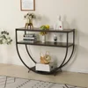 48'' 2-Tier Console Table Modern Sofa Table with Storage Shelves Arc-Shaped Table for Entryway Living Room Dining Room and Porch 6