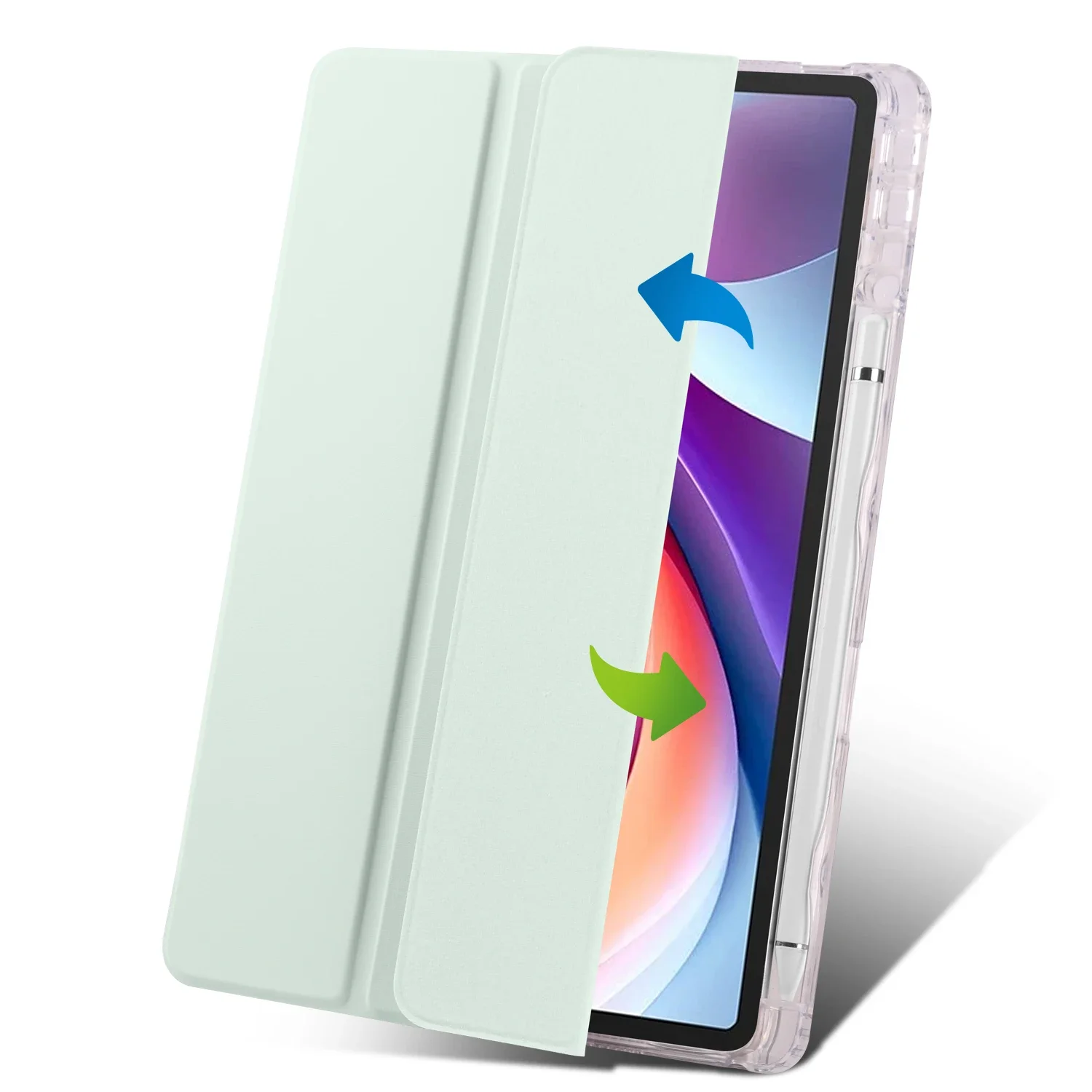 Lenovo Tab 11 Tablet Case with Pen Holder and Folding Stand, Acrylic Clear Hard Cover