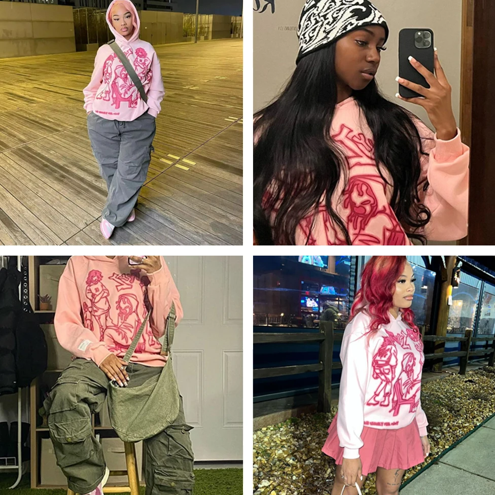 Aelfric Eden Mens Y2K Cartoon Line Character Print Hoodie Harajuku Hip Hop  Sweatshirt Pullover Hooded Streetwear Casual Tops - AliExpress