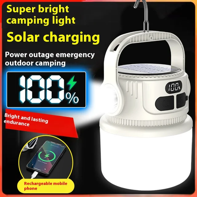 LED Solar Bulb Light Rechargeable Portable Lanterns Waterproof Outdoor Night Market Camping Tent Outage Emergency Lamp 1