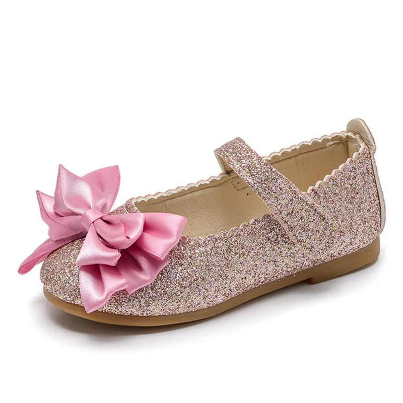 Flowers Children Girls Sequins Purple Gold Princess Shoes For Kids Baby Little Girls Party Wedding Dance Single Shoes New