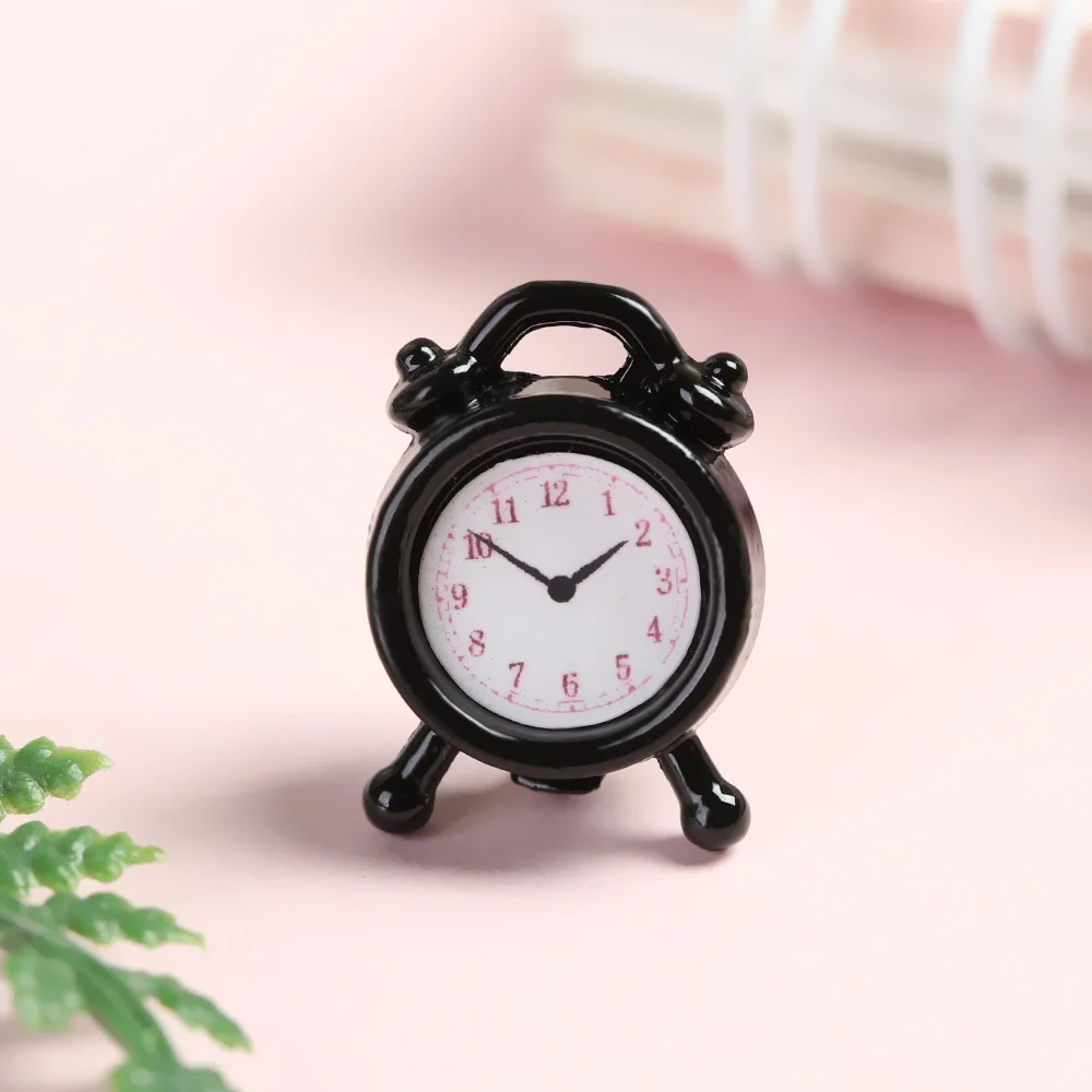 1pc 1:12 Scale Metal Alarm Clock Mini Home Decoration Dollhouse Miniature Toy Doll Kitchen Living Room Accessories 10 Colors 4