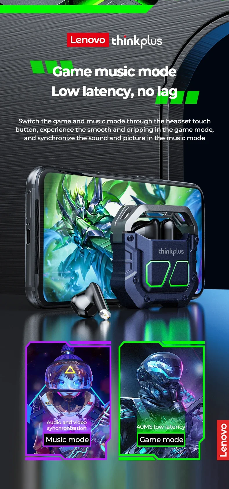 Lenovo XT81 Bluetooth Wireless Earphone Gaming Headset Waterproof Tws Noise Cancel With Microphone Hi-Fi Stereo Sport Earbuds S26923314400f4d6a8d6dabb1725df5986
