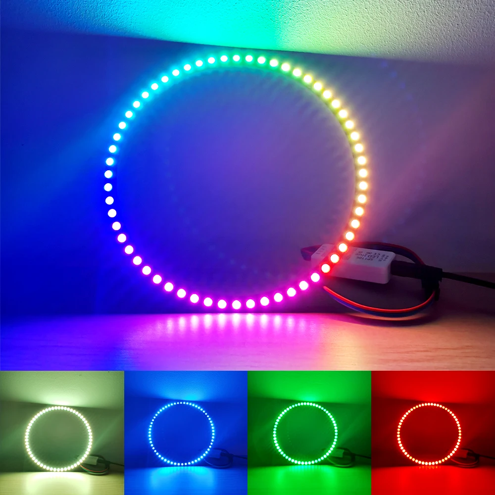 WS2812B 16/24/32/40/48/60 LED Light Ring SP110E Controller Kit WS2812 IC Individually Addressable USB Interface Connection DC5V