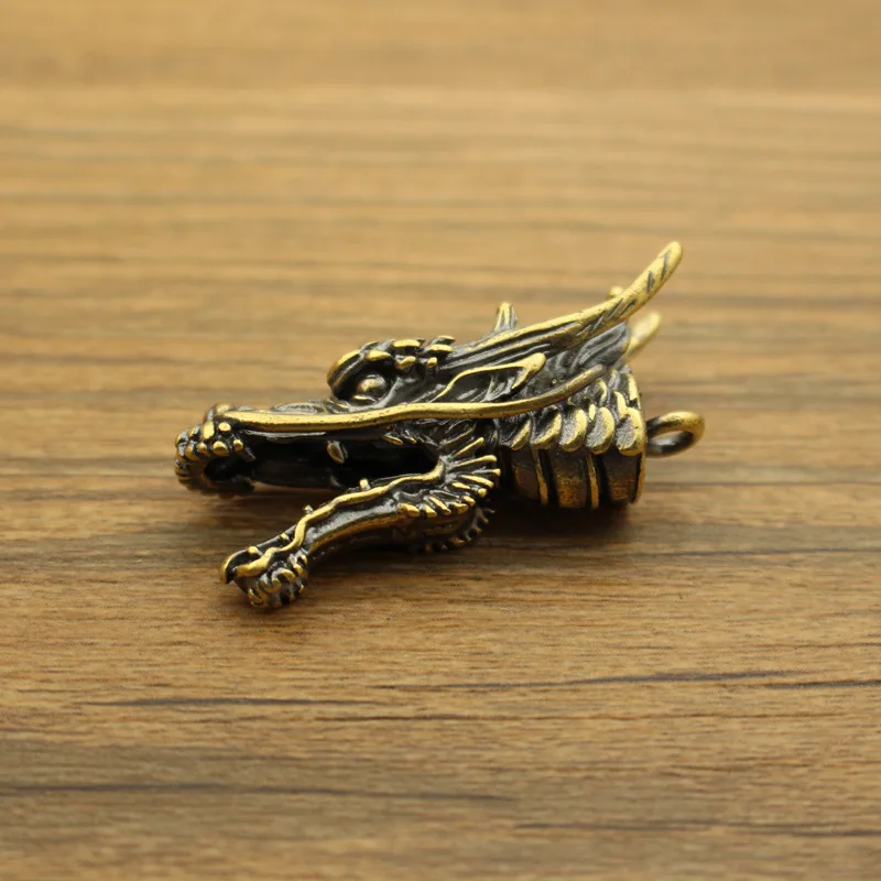 

Латунная индивидуализированная подвеска в виде головы дракона, металлическая фигурка зодиака в стиле хип-хоп, брелок-подвеска, аксессуары, миниатюры