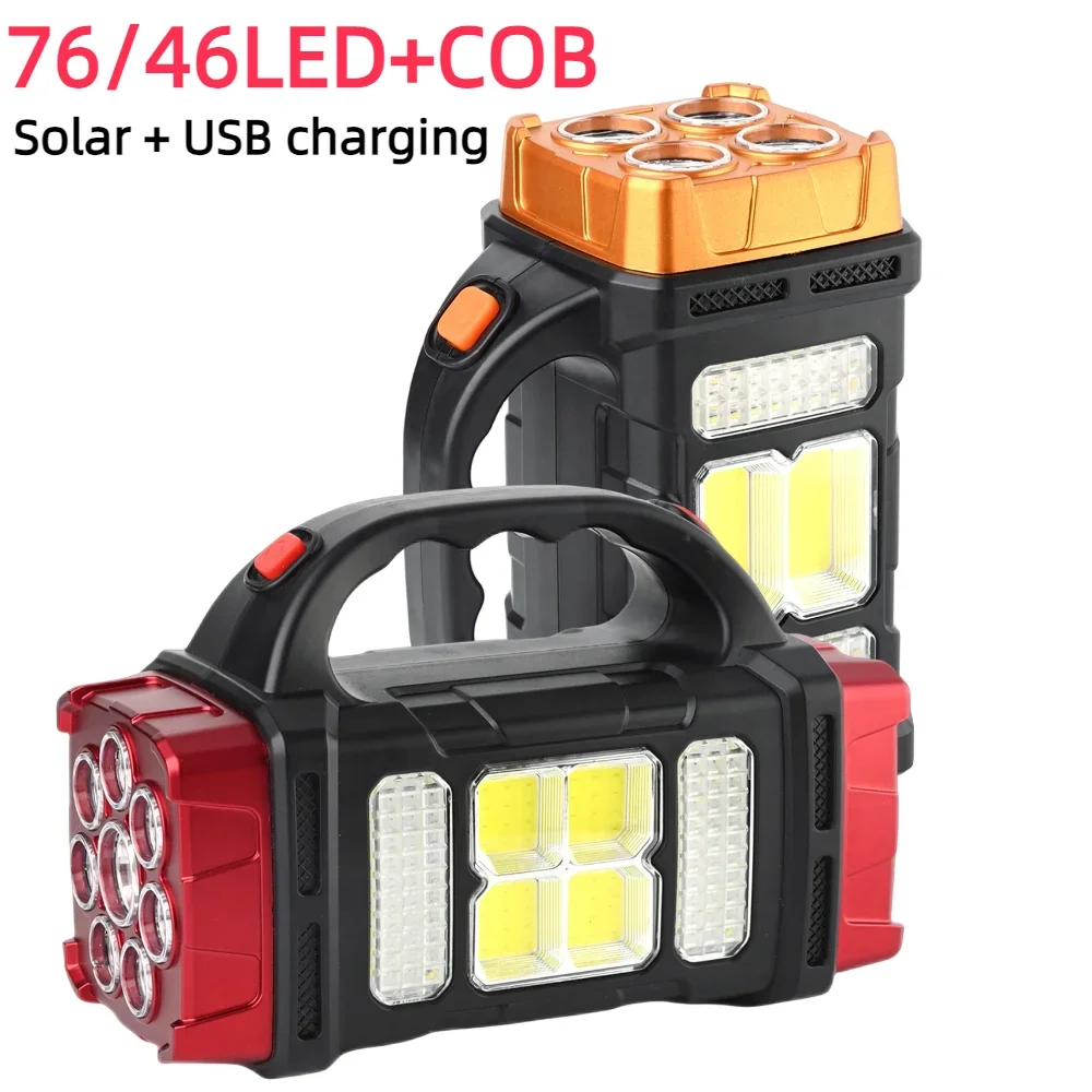 High Power Led Flashlights Camping Torch Work Light Solar Charge 4 Gear USB Rechargeable Light Waterproof Light for Outdoor