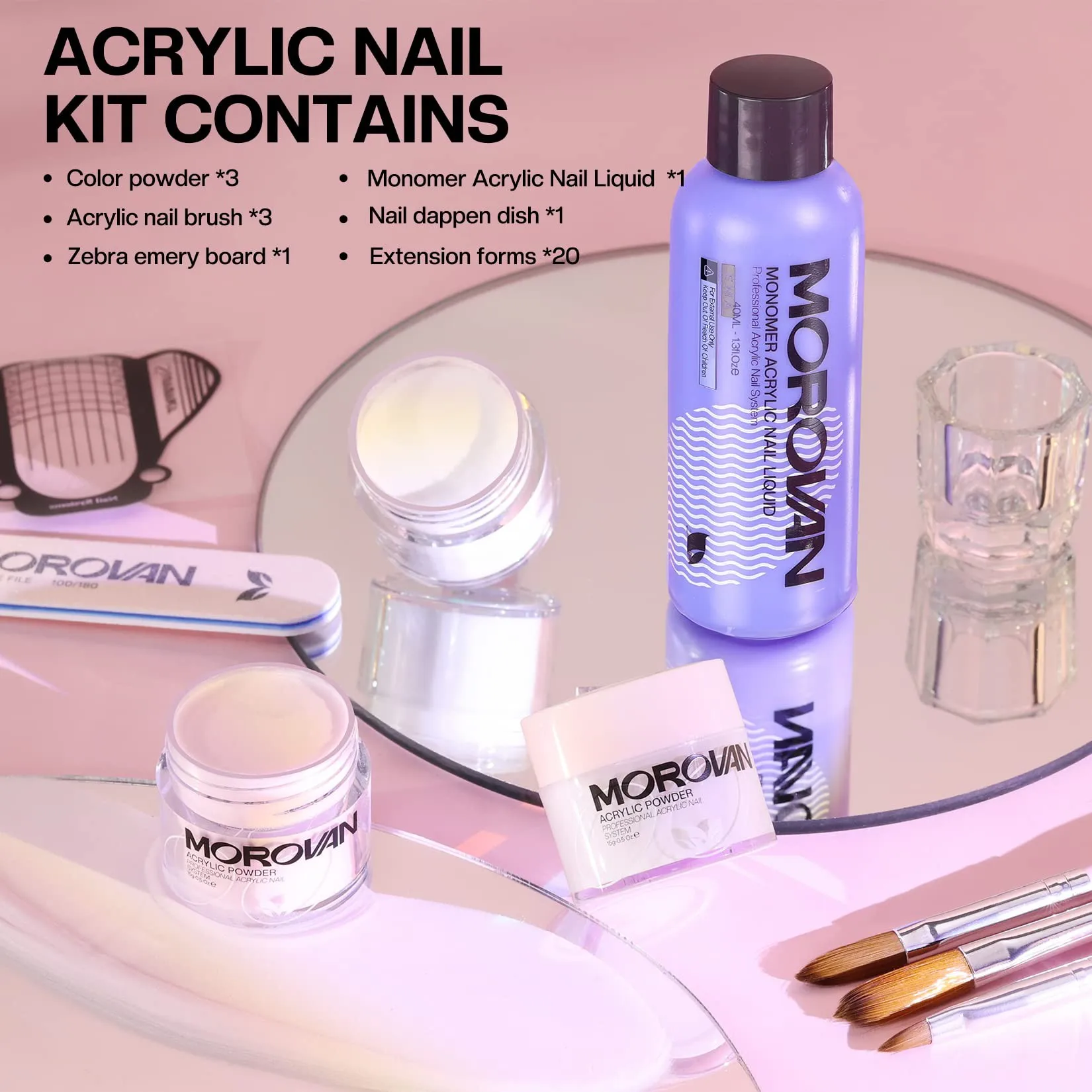 10pcs Nail Extension Kit Pink White Clear Nude Shades Perfect for Engraving Great for Beginners Girls Women No Lamp Needed Nail Kit