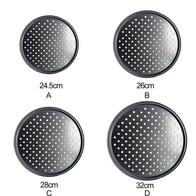 4 Size Carbon Steel Non-stick Pizza Baking Pan Mesh Tray Plate Round Deep Dish Pizza Pan Tray Mould Bakeware Baking Tool