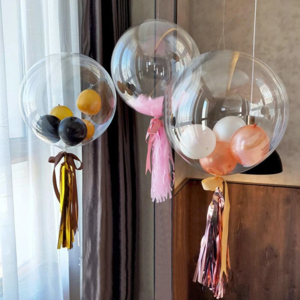latex balloon metallic sequin balloons metallic gold balloons foil number balloons foil balloons clear bubble balloon birthday balloons aluminum balloon white balloons birthday balloon set party balloon set birthday party decoration set 5pcs 18''24''36'' Transparent Globes Clear Balloon Helium Inflatable Bobo Balloons Wedding Birthday Baby Shower Decoration