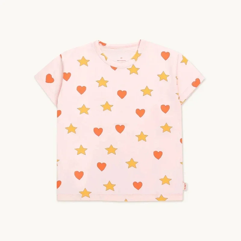 OUYANG&IVAN Kids Tees and Shorts Clothing Sets 2025 New Summer Boys Girls Cute Print Short Sleeve T Shirts Tops Outwear 3