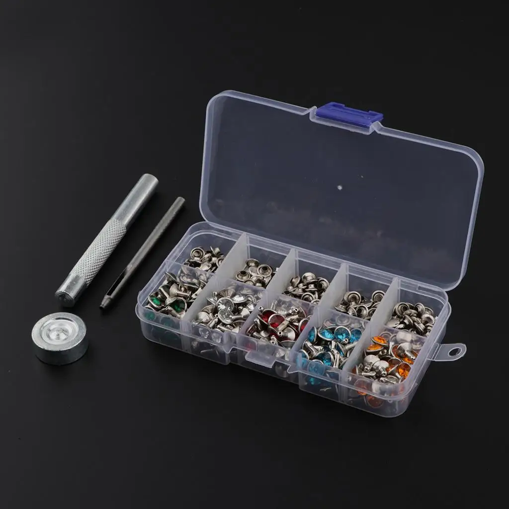 200 Pieces Rhinestone Rivets Decorative Rivets Decorative Hollow