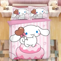 Sanrio Cinnamoroll Pink Duvet Cover Bedding Set Boys Girls Single Double King Size Quilt Anime Bedspread Home Bedroom Decoration 3