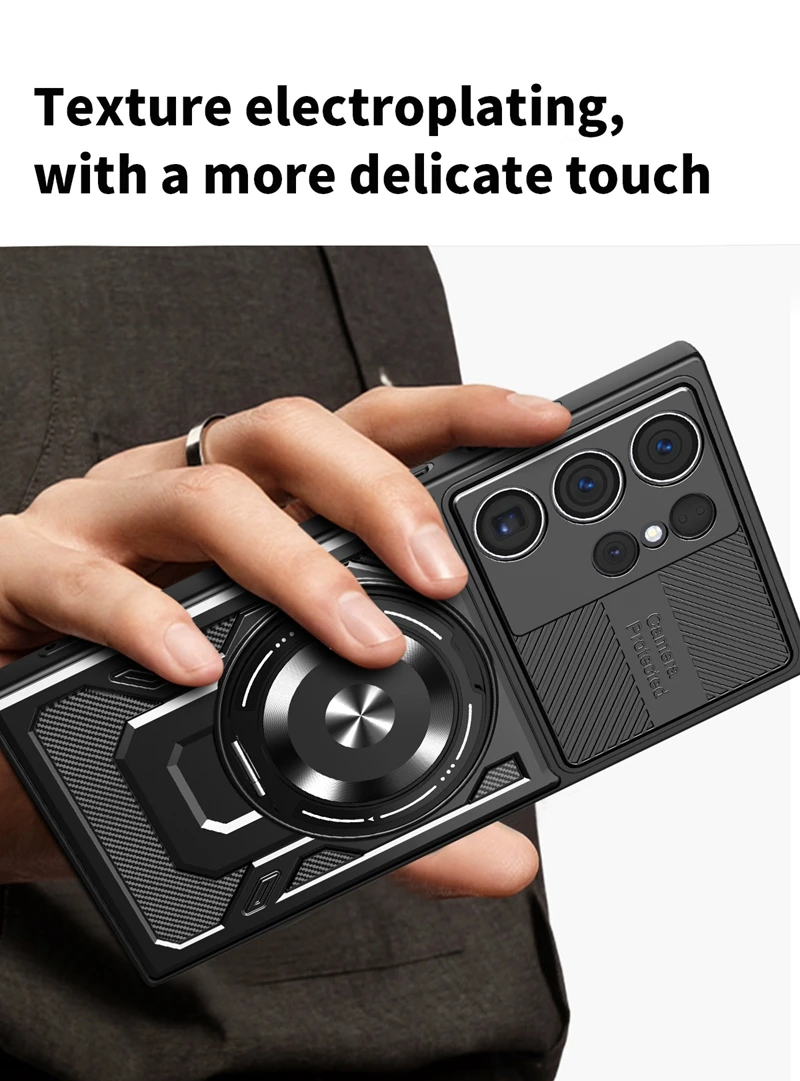 Enhanced Armor Shockproof Magnetic Ring Case with Wireless Charging Compatibility