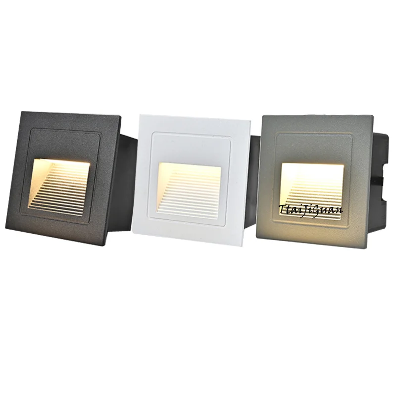 LED Wall Lamp 3W 5W Aluminum Stair light Recessed LED Step Lamp Pathway Wall Corner Lamps AC85-265V Wall Light DC12V 58MM/86MM 5