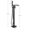 Matte Black Waterfall Bathtub Faucet Floor Standing Bathroom Bath Shower Set Hot and Cold Bath Tap Mixer With Handshower 2