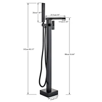 Matte Black Waterfall Bathtub Faucet Floor Standing Bathroom Bath Shower Set Hot and Cold Bath Tap Mixer With Handshower 2