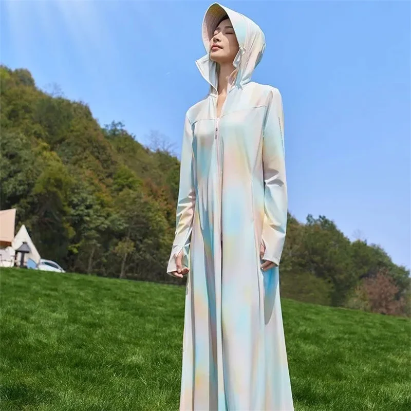Jaqueta solta de seda solar para mulheres, cardigã feminino, roupas com capuz, roupas versáteis, coreana, verão, nova, 2024