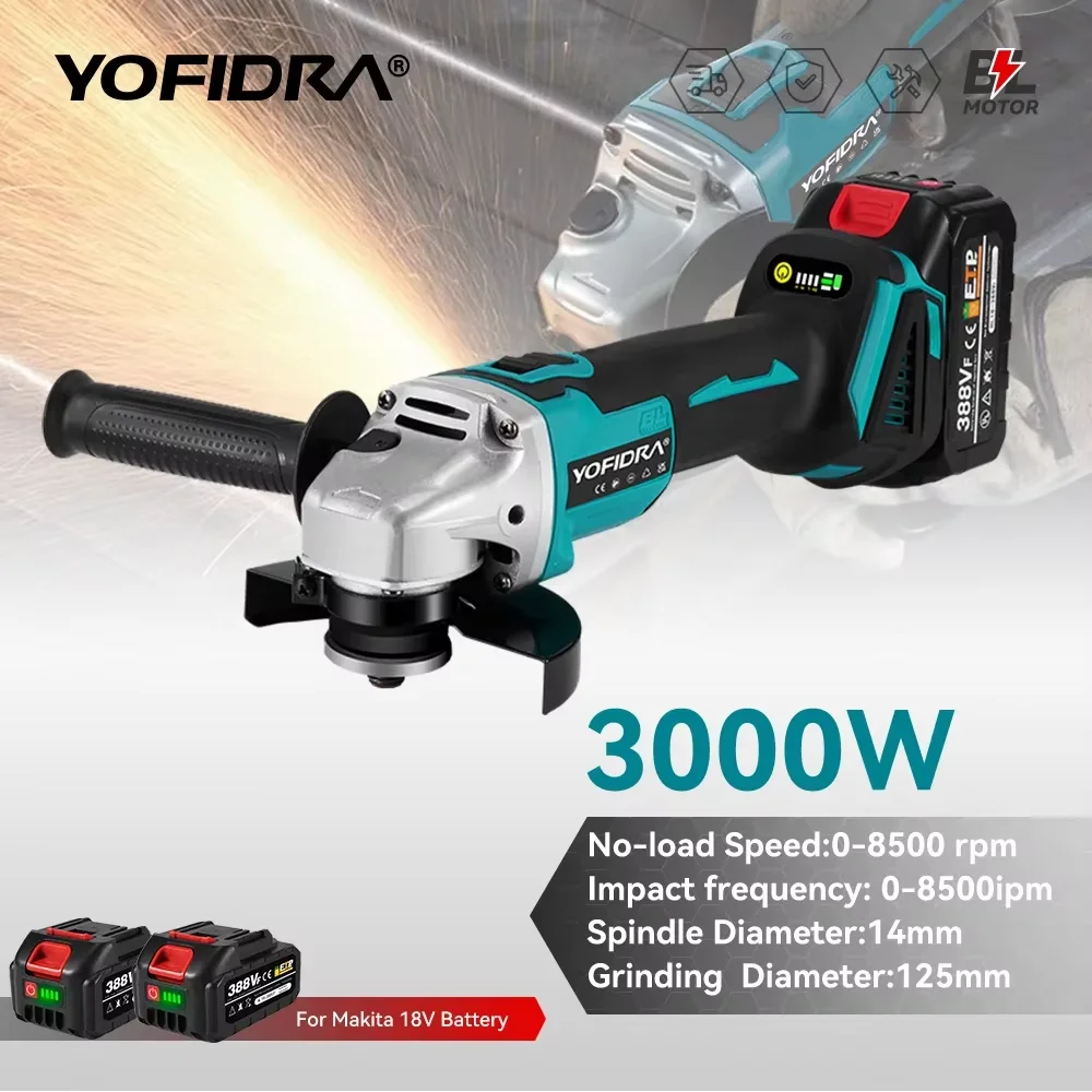 Makita Cordless Makita Angle Grinder Yofidra 125mm Brushless Angle