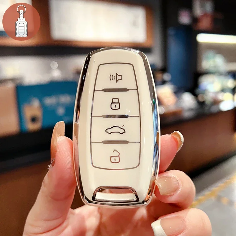 Premium TPU Car Key Case Cover with Security Buckle