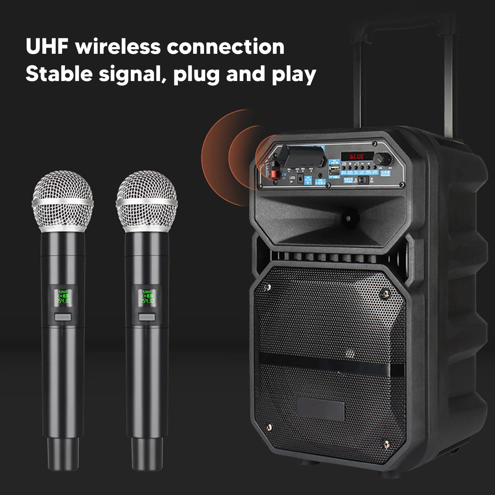 2Pcs Wireless Karaoke Mic HiFi Noise Canceling  Chip Wireless UHF Microphone Handheld USB Rechargeable for Karaoke Machine