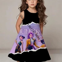Robe sans manches pour filles avec impression 3D de personnages de jeux vidéo, robe de princesse décontractée d'été pour enfants de 3 à 12 ans, cosplay pour fête d'anniversaire 3