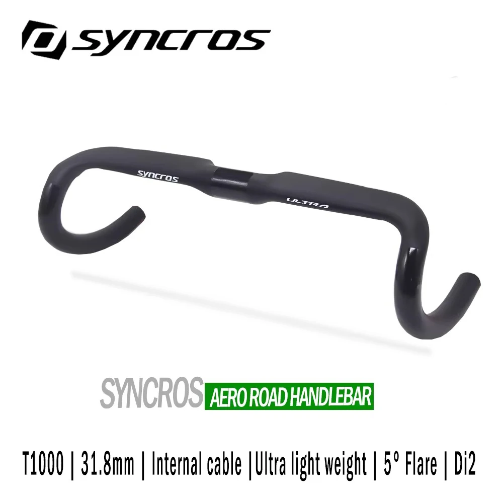 Syncros AERO Gravel 5 degree Flare T1000 Road Handlebar 420mm Black Matt Internal Routing Road Bicycle Cockpit bent handle