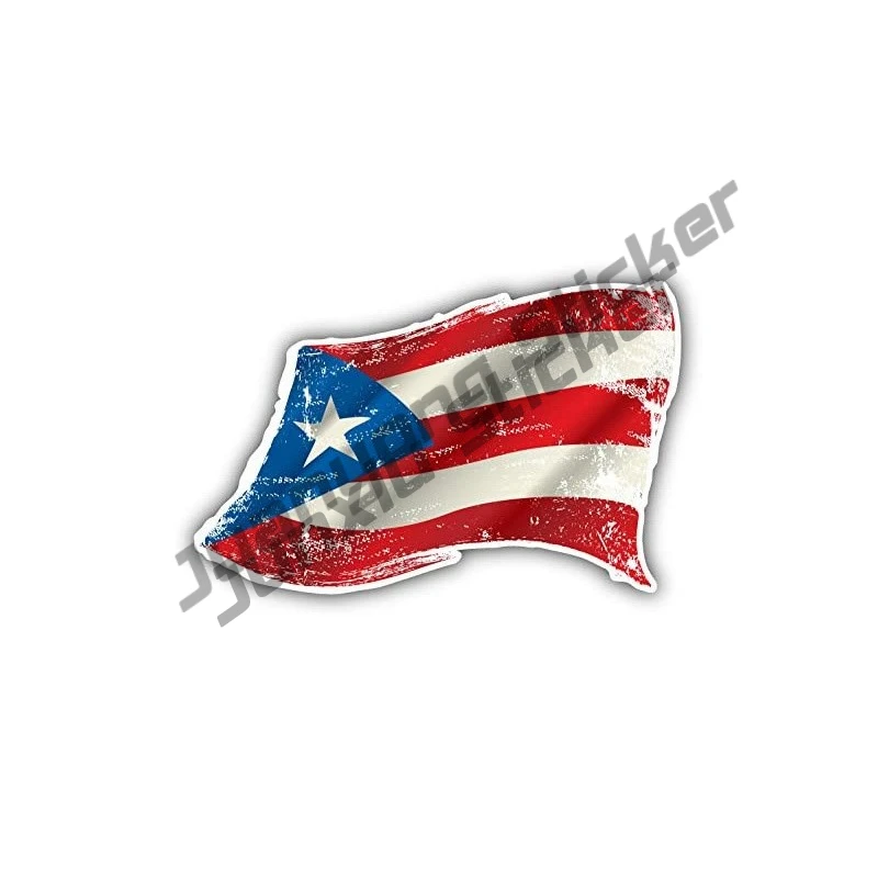 car stickers Puerto Rico Flag Decal Sticker Creative Premium Quality Vinyl I Love Puerto Rico Slogan Lnterest Car Window Decal KK13cm modified decals Car Stickers