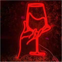 Elegant LED Neon Wine Bottle Sign for Home Decor - Dimmable and USB Powered Wall Art (26x42cm - red)