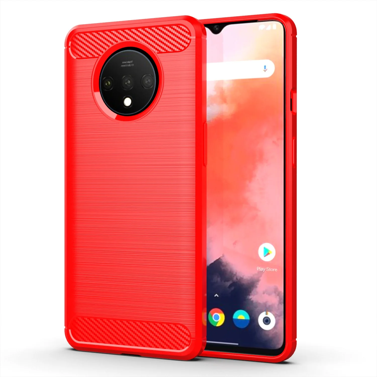 Brushed Texture Case For 1+7t Oneplus 7T Silicone Cases for Oneplus7t One Plus 7T Luxury Carbon Fiber Soft TPU Phone Cover 5