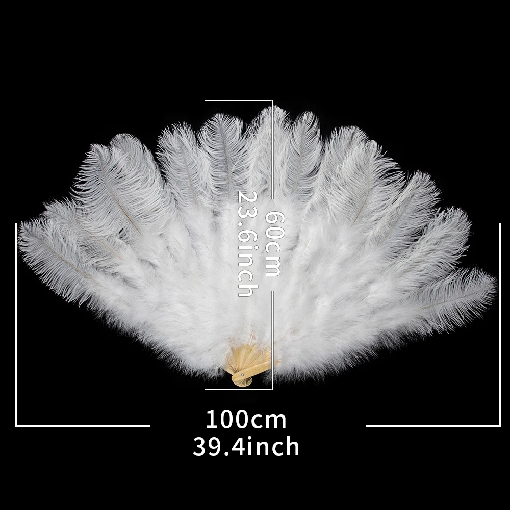 1pcs White Ostrich Feathers Fan 100cm Stage Show Performance Dance props  Colorful Plumages Fans Foldable Crafts Fan with feather - AliExpress