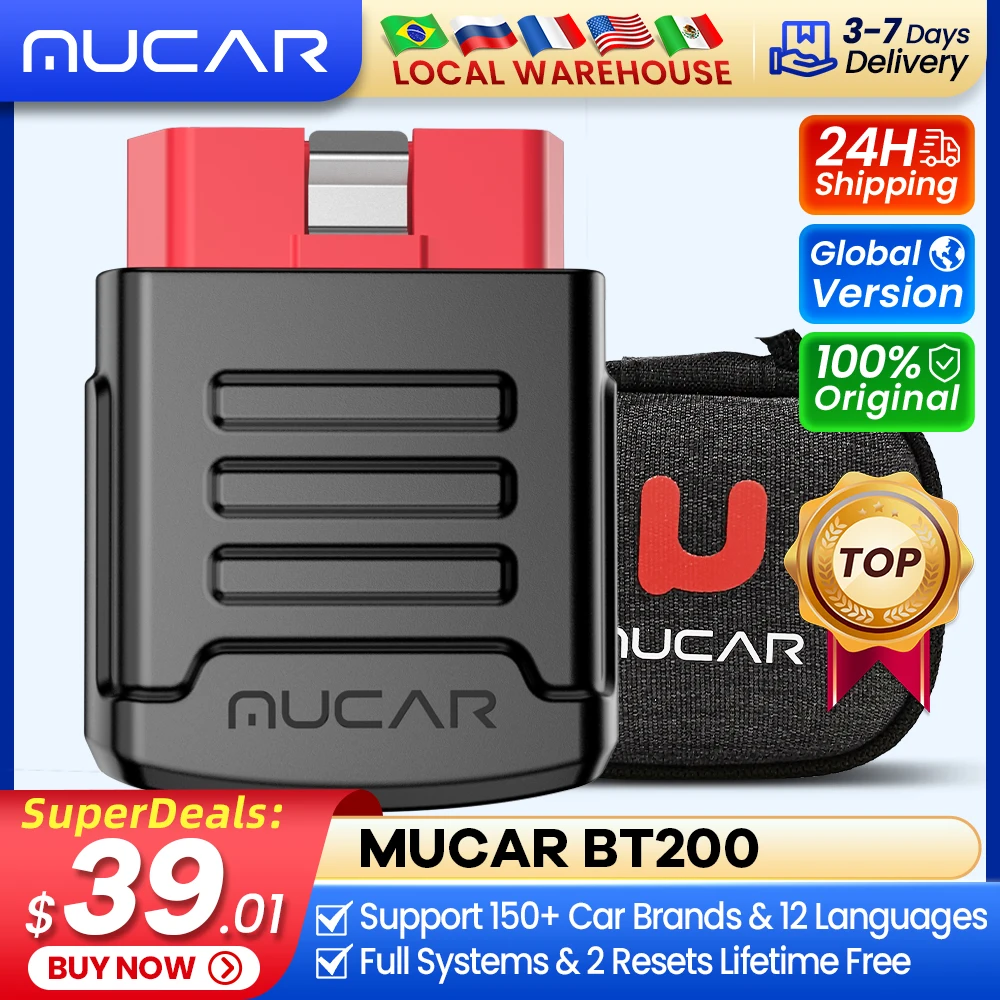 

MUCAR BT200 BT200 PRO Automotive Diagnostic Tools OBD2 Scanner Bluetooth Wifi for All Cars Auto Obd 2 Tester 15 Resets Diagnosis