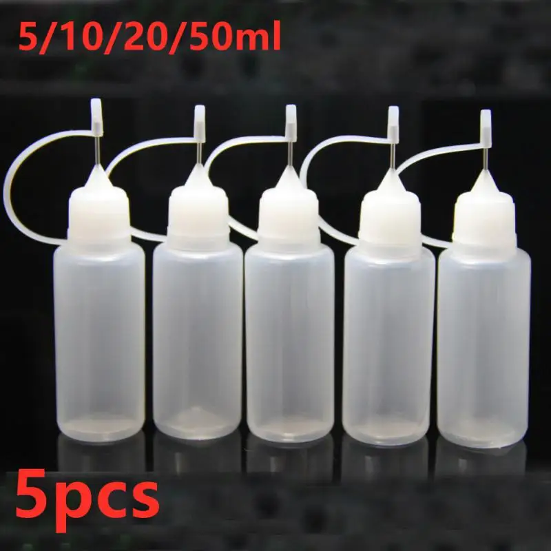 Needle Dispenser Bottle Refillable Bottle Refillable Spray Bottle Refillable Empty Bottle Refillable Cosmetic Bottle Refillable Bottle Set Cosmetic Bottle Set 5pcs 5/10/20/50ML Resuable Needle Tip Glue Applicator Plastic Bottle For Paper Craft