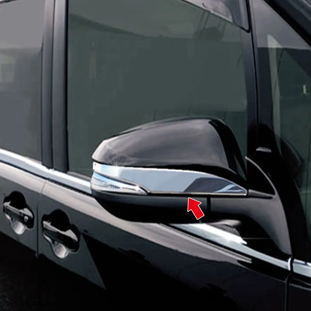 SUS304 Stainless Steel Rearview Mirror Garnish Cover Car Styling Trim Decoration For TOYOTA NOAH/VOXY 2014 -