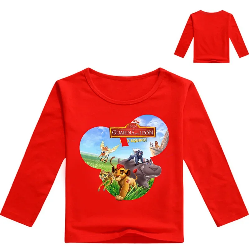 Children Tshirts Children Tops Spring Kids Baby Boys Long Sleeve T Shirts Cartoon The King of Lion Guard Simba Print O-Neck