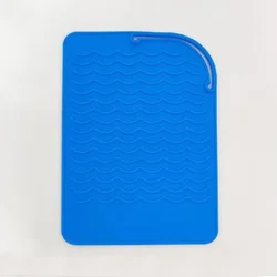 Portable Silicone Heat Resistant Hair Styling Mat - Non-Slip Insulation Pad (Blue)