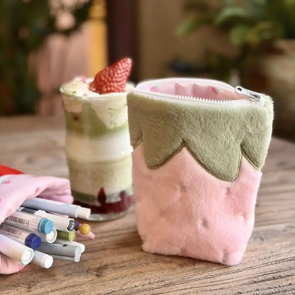 다기능 연필 케이스 딸기 모양 대용량 문구 파우치 스탠딩 문구 정리함 개학 준비물