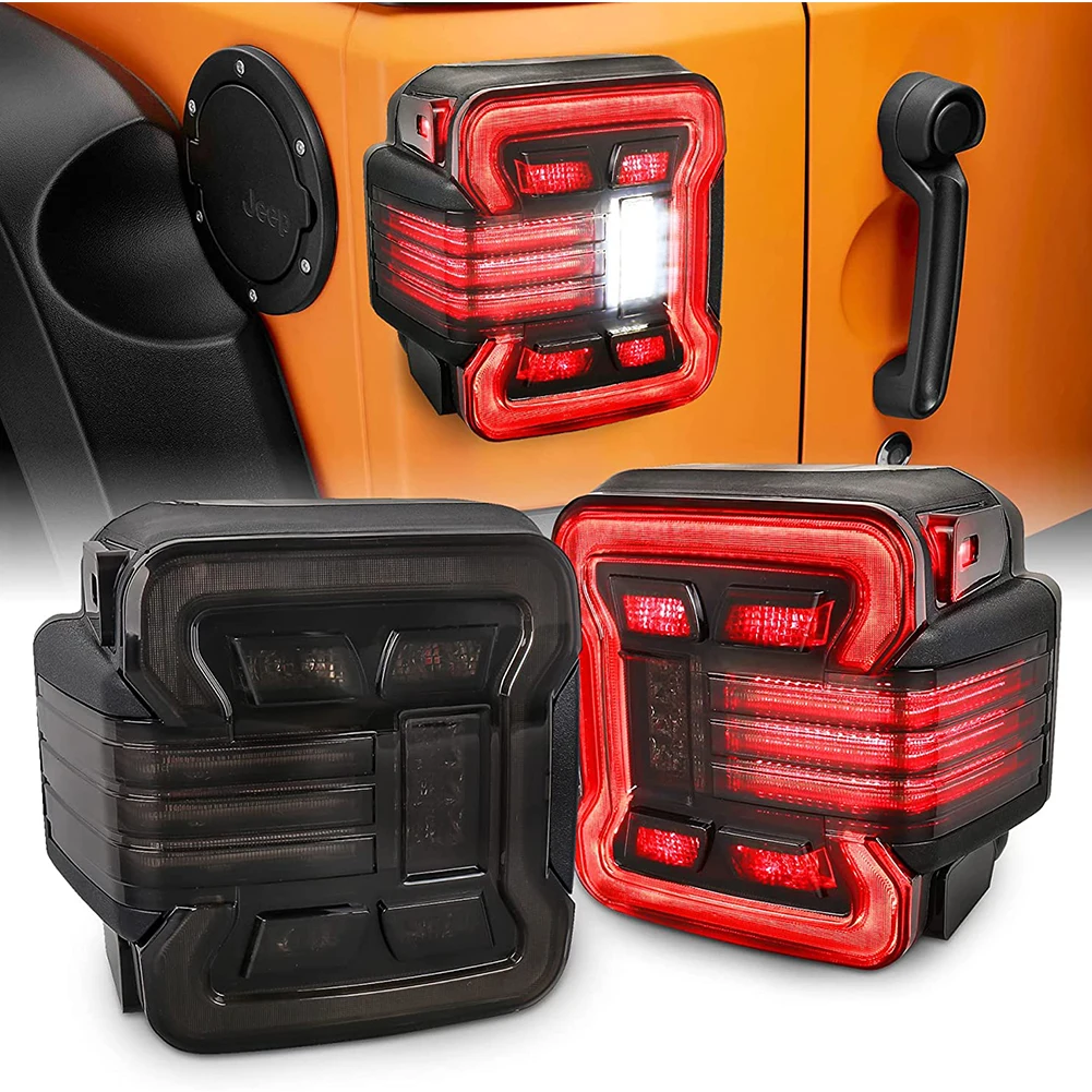 

Smoke Lens EU US Version LED Tail Lights 1 Set With Turn Signal Brake Reverse Light Fit Jeep Wrangler JK JKU 2007-2017