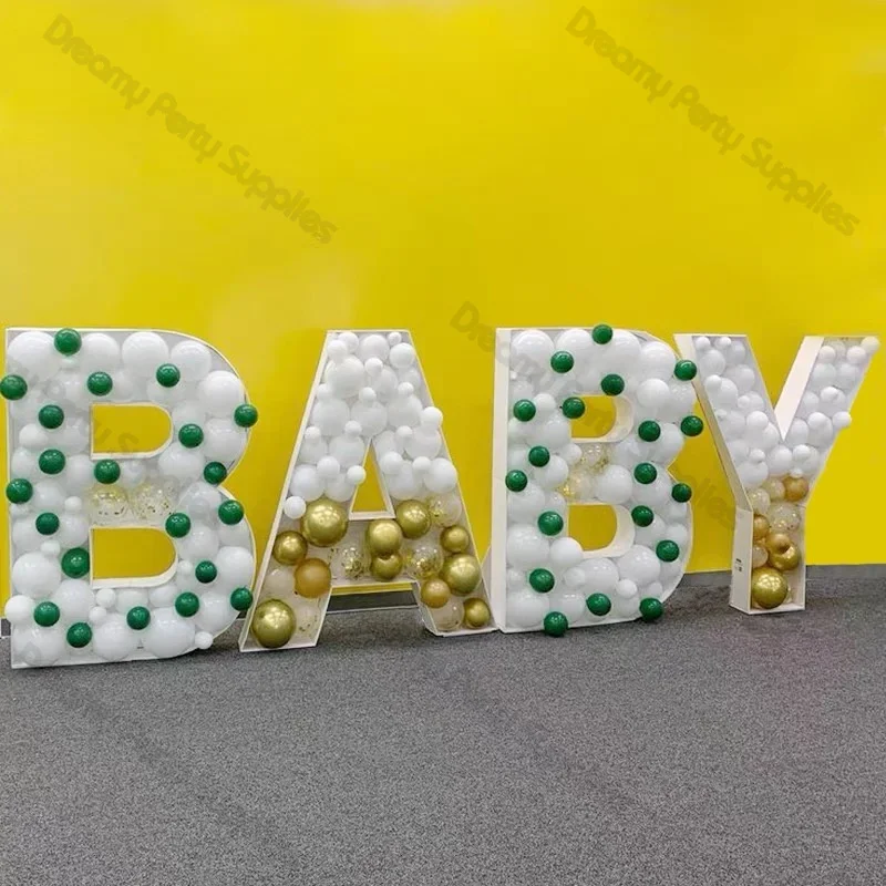 

73cm Letters A To Z Mosaic Balloon Frame Stand Balloon Filling Box Birthday Wedding Baby Shower Christening Decorations Supplies