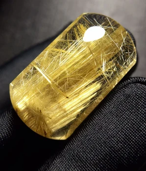 Natural Gold Rutilated Quartz Pendant Rectangle Rutilated Quartz Jewelry 30*17.4*10.4mm 18K Gold Men Women Brazil AAAAAAA 1