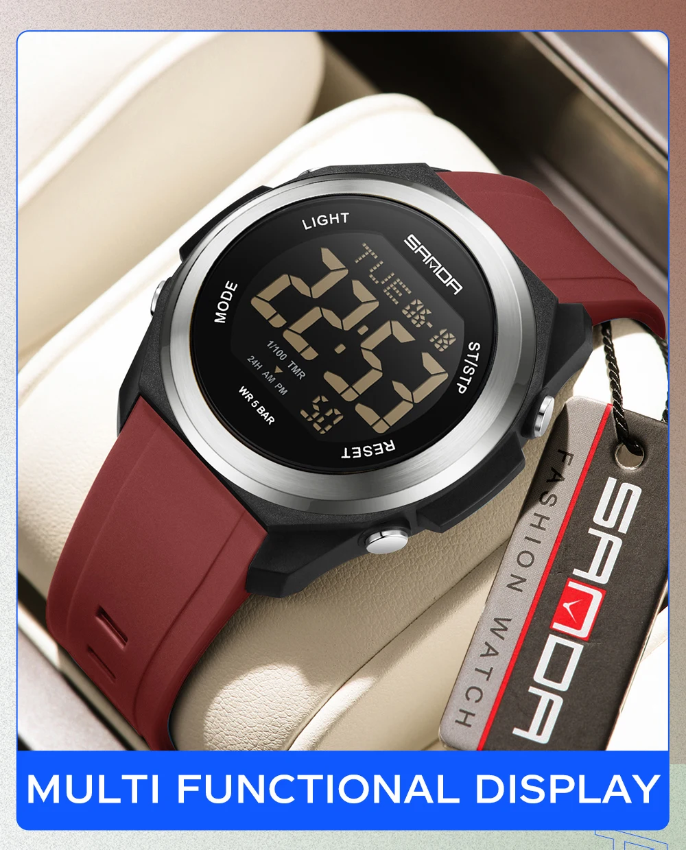 Student Digital Electronic Watch Sports Multi Functional Waterproof Colorful LED Men's Electronic Watch_voghion.com
