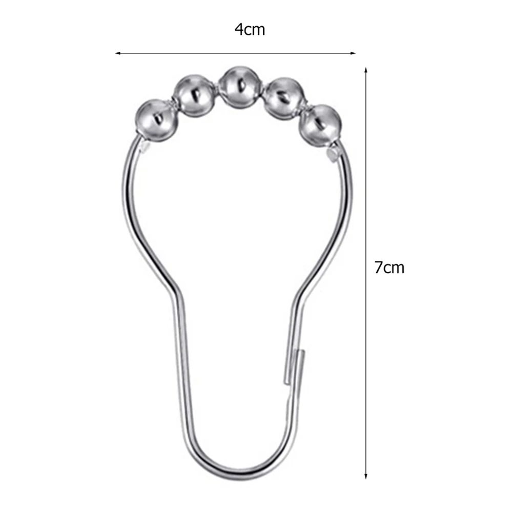 12pcs Curtain Hooks Rollerball Metal Curtain Rings Polished Anti-Drop Rust Proof Decorative Accessories for Bathroom Shower Rods