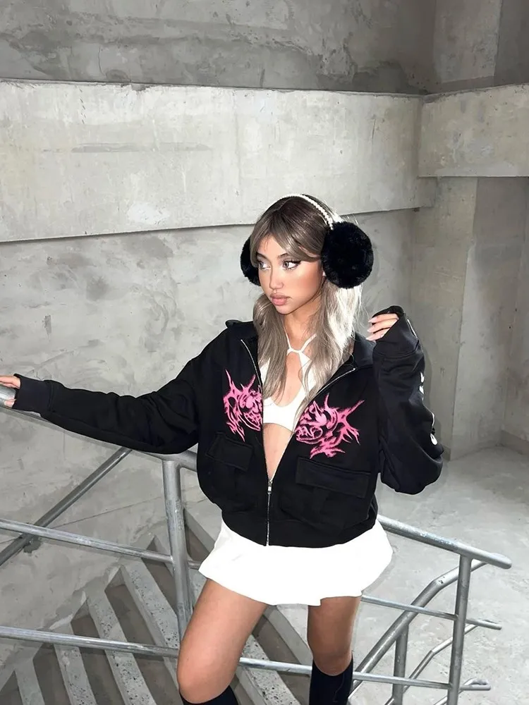 

Стильные толстовки, кардиган на молнии, худи с надписью, женские худи с карманами, повседневный женский кардиган на молнии с принтом