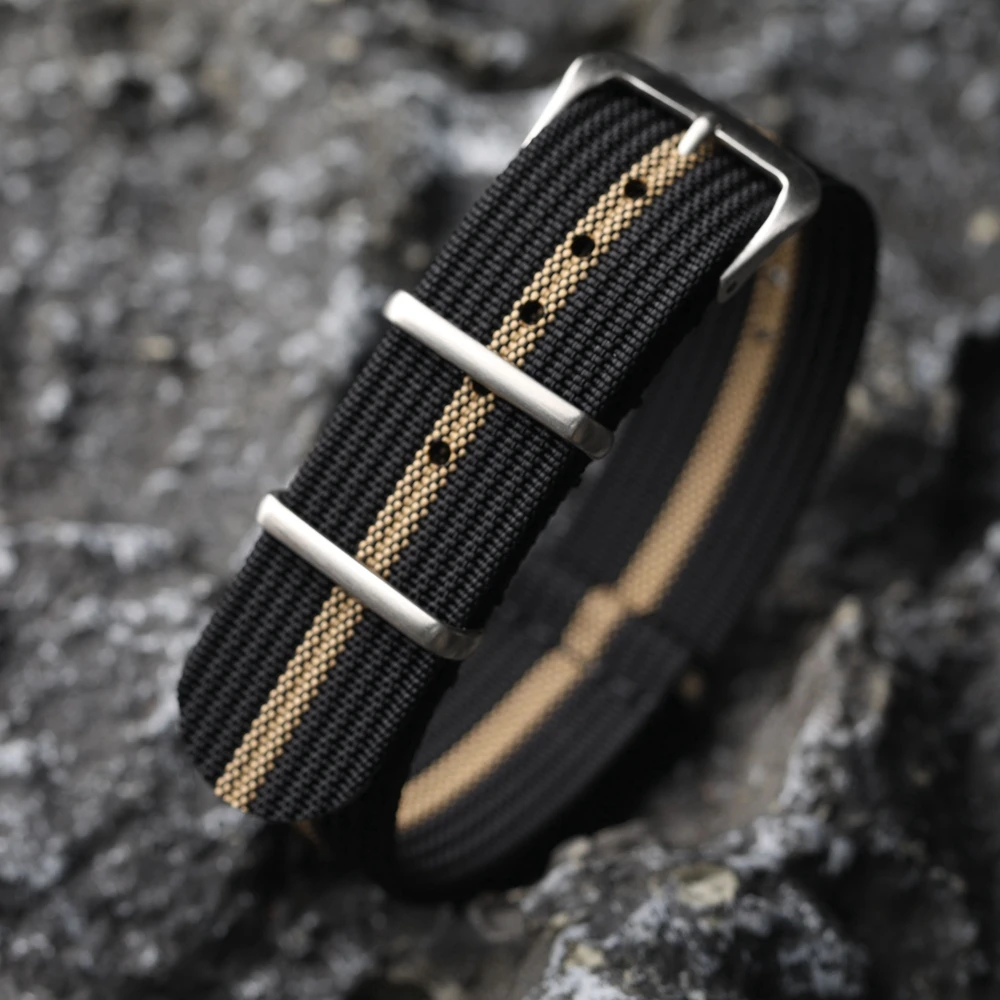 Vintage-Inspired Ultra-Thin Hand-Stitched Nylon Strap - Blue, Green, Grey, Black