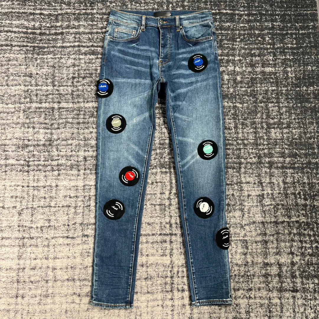 

High Quality Hand Embroidered Slim Stretch Casual Jeans Men's Pants