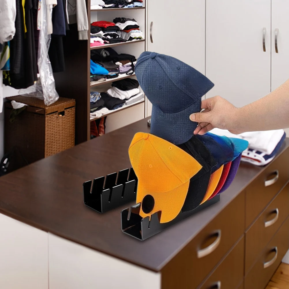 Hat Stand for Baseball Caps Acrylic Hat Organizer for 7 Baseball Caps Hat Storage Display Holder for Bedroom Closet Dresser 2