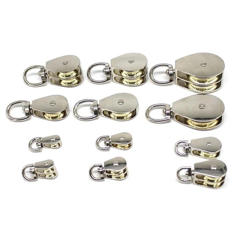 Metal Sheave Zinc Alloy Fixed Pulley Crown Block and Tackle Lifting Wheel Mini Single/Double Pulley DIY Fixed Pulley Lifting Rope Pulley