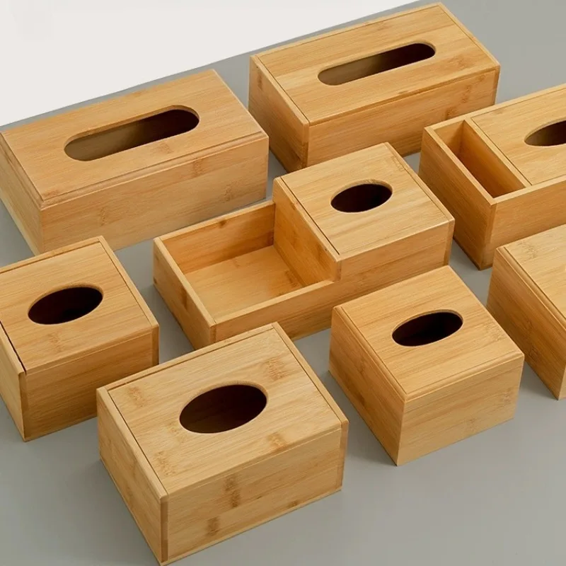 Bamboo Wood Tissue Box Holder Toothpick Box Living Room Coffee Table Restaurant Storage Accessories Rectangular Storage Box 5